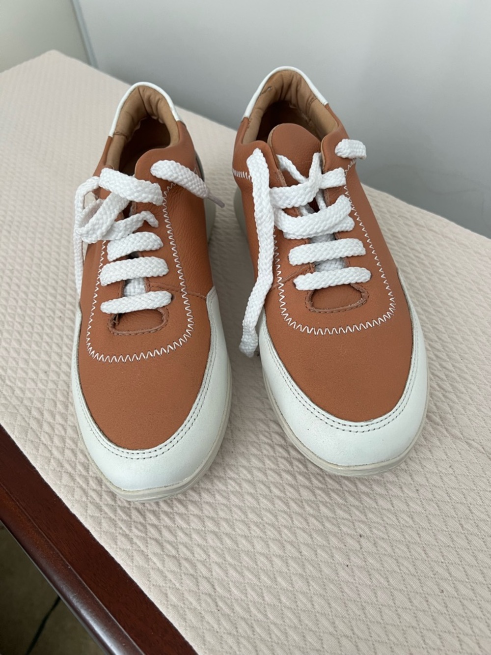 Brothers United Tan and White Women’s Athletic Sneakers